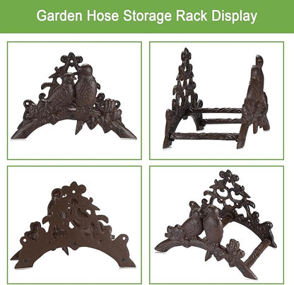 OwnMy Cast Iron Garden Hose Holder Heavy Duty Wall Mount Water Hose Reels Holder, Decorative Water Hose Hanger Garden Hose Storage Organizer Rack for Outdoor Lawn Yard, 10"L x 4.7"W x 6.5"H