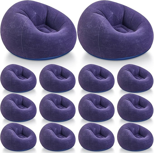 Realspring Inflatable Bean Bag Chairs Outdoor Blow up Camping Chairs Inflatable Lazy Sofa Folding Portable Bean Bag Loungers Couch for Movie Night(Blue,12 Pcs)