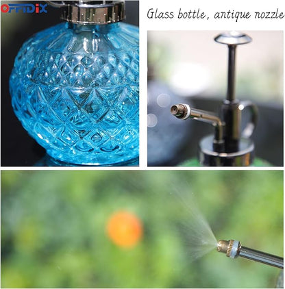 OFFIDIX Glass Plant Mister, 300ML Vintage Spray Bottle Plant Spritzer with Top Pump Fine Mist,Small Decorative Watering Can for Indoor Outdoor Succulent and Other Live Plants (Light Blue)