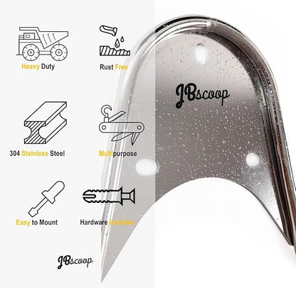 JBscoop Garden Hose Holder Stainless Steel Small Wall Mount Garden Hose Hook, Ideal for Water, Air, Hydraulic Hose, Ropes, Extension Cords Heavy Duty & Rust Proof (1)