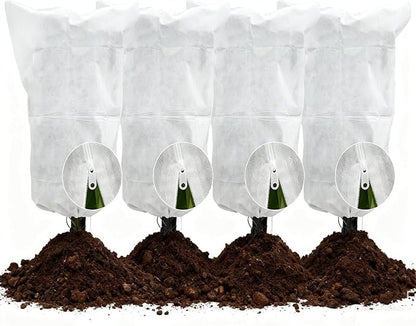 EAONE Plant Covers Freeze Protection 47x71”, Set of 4 Winter Frosts Cloth for Outdoor Plants, Reusable Frost Blankets Tree Wrap Protector for Shrub Cold Weather Bird Insect Prevention, White