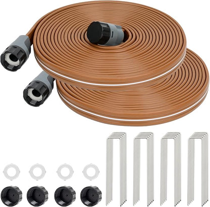 LINEX Sprinkler Soaker Hose 30 ft 2 pack for Garden, Watering Hose with Holes, High-Efficiency Sprinklers System for Lawn and Garden with Staples