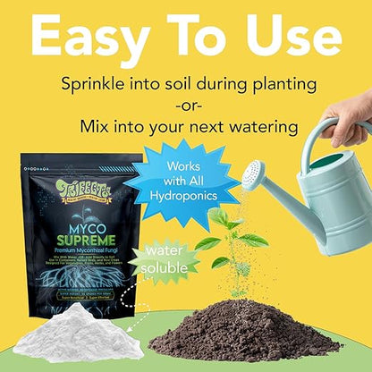 Trifecta Myco Supreme Mycorrhizal Fungi for Soil, Plant Root Stimulator, Ultra Concentrated Mycorrhizae for Strong Roots & Living Soil, Tree, Rose and Flower Care