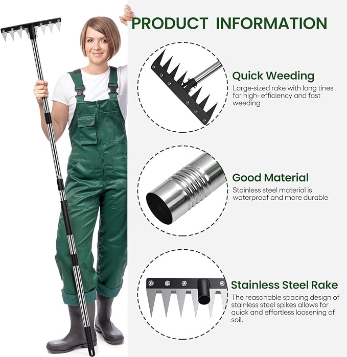 Stainless Steel Weeding Tool withSaw Blade - 4-Section Detachable Handlefor Effortless Gardening, YardWork & Weed Removal