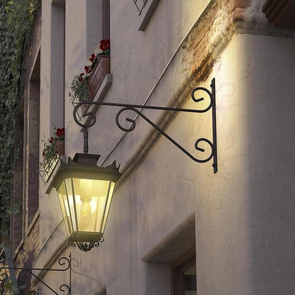 4 Pack 16 Inch Plant Hangers Outdoor Bracket, Indoor Wall Mount Metal Heavy Duty Rust-Resistant Bird Feeder Plant Hooks for Hanging Planters, Flower Baskets, Black