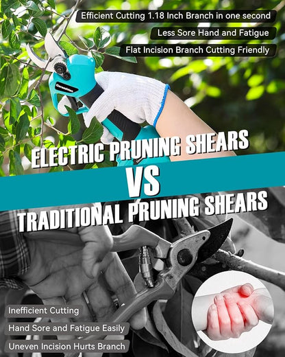 G-901 Electric Pruning Shears Cordless Pruner Shears Brushless, 2 * 2000mAh Battery Pruning Shears with Replacement Blade, 1.4 Inch Cutting Capacuty for Tree Trimming Branch Cutter