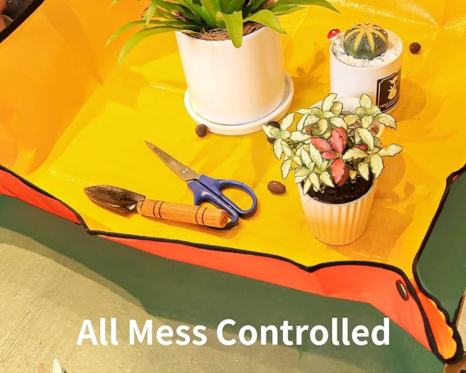 2PCS Repotting Mat for Transplanting & Potting Soil Mess Control, 26.8" x 26.8" Waterproof Plant Potting Mat, Succulent Orchid Potting Tray for Plant Pots, Gardening Gifts Bonsai Tools