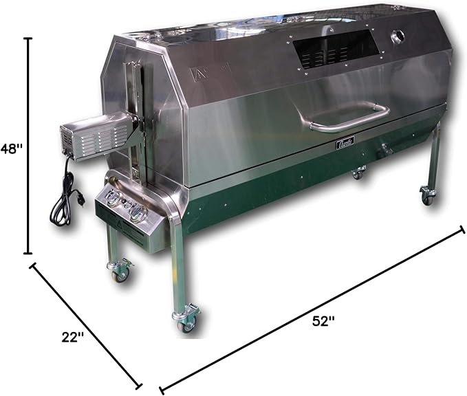 52" Charotis Propane/Charcoal 50W motor,100% Stainless Steel BBQ rotisserie for whole pig, lamb, goat - Model SSGC1