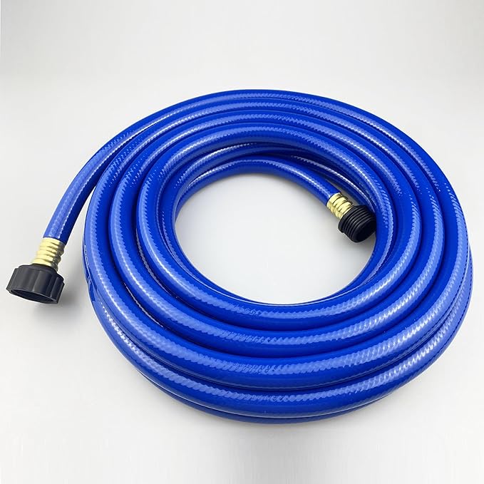 PVC Garden Hose 1/2 Inch, Flexible Water Hose with Male and Female Fittings, No Leaking, Heavy Duty, for Household, Outdoors, Lawns, Patio (25 FT, Blue, Plastic Fittings)