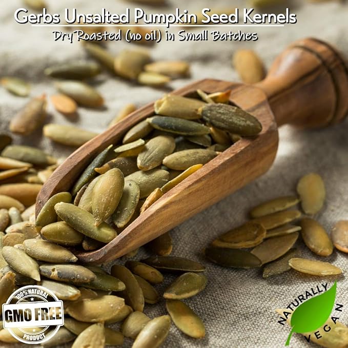 GERBS Unsalted Pumpkin Seed Kernels 4 LBS|Top 14 Allergy Free Food |Use in salads, yogurt, bake, oatmeal, trail mix|Grown in Canada, packed in US