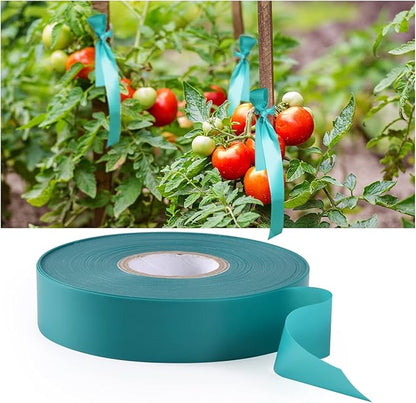 Stretch Tie Tape, 1” Wide 200FT Reusable Garden Plant Ties Green Tapes for Plants, Thick Garden Vinyl Stake Ribbon for Branches Flowers Tomatoes Indoor Outdoor Greenhouse