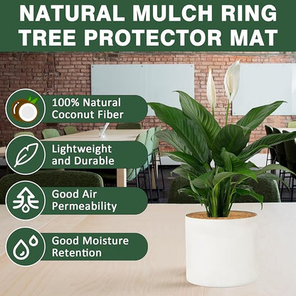 ZeeDix 10 Pack Coconut Fiber Mulch Ring, 9 Inch Coco Coir Tree Ring Mulch Mat, 100% Natural Tree Protector Mat Plant Cover Ring Coconut Coir Discs Tree Mats Mulch Rings for Indoor Outdoor Trees Plants