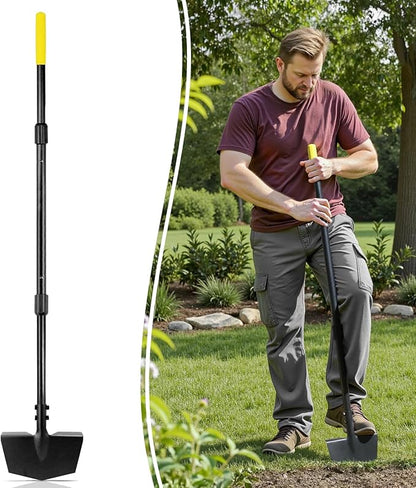 Colwelt Edger Lawn Tool Extra-Tall 52.4'', Garden Edger Chopper with V-Shape Tempered Blade, Half Moon Lawn Edger Tools with XL Solid Steel Handle, Grass Edger Tool Manual for Yard Landscaping Edging