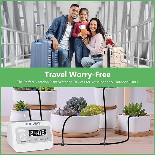 49FT Automatic Plant Watering System–HEKIWAY 390 Adjustable Watering Modes, Supports 15-36 Pots | Indoor Garden System & Vacation Plant Watering Devices, Auto Watering for Plants Outdoor
