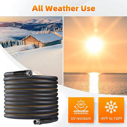 Garden-Hose 200ft x 5/8 in Heavy Duty, Flexible and Lightweight Water Hose, Burst 600 psi, Kink-less Hybrid Rubber Hose for Backyard, 3/4'' Solid Metal Fittings for All Your Watering Need