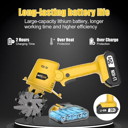 20V Cordless Tiller Cultivator for Gardening, Electric Garden Tiller with 2 x 2.0Ah Batteries & Charger, Garden Rototiller for Lawn Gardening Soil Cultivation, Yellow