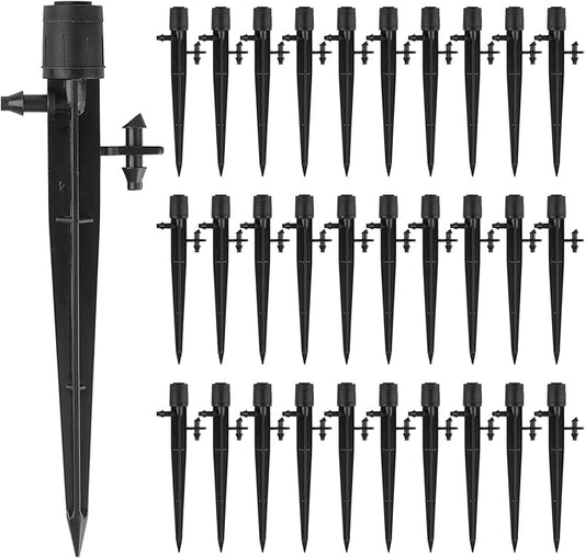 PineHaven 30 Pcs Adjustable Drip Irrigation Emitters,0-20 GPH Micro Sprinkler Head with Stakes,Sprinklers Heads 360 Degree Full Circle Water Flow for Garden,Lawn,Flower Beds Fits 1/4" Tubing ﻿