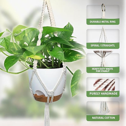 Hanging Planters with Macrame Plant Hangers for Indoor Outdoor Plants with 2 Self Watering Pots Hanging Baskets Flower Pot Holders Boho Home Decor