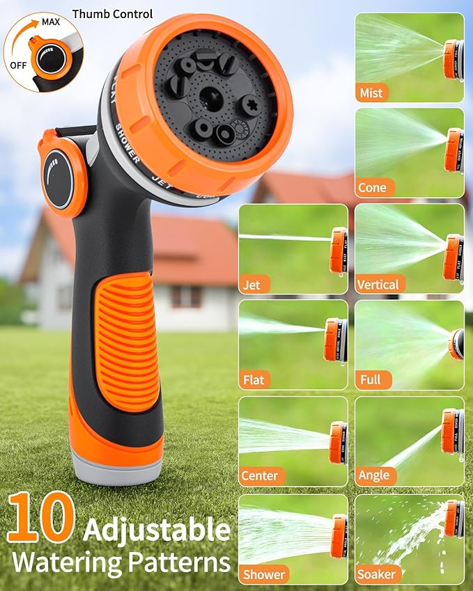 KOSOEUR Retractable Garden Hose Reel, 1/2 In X 100 ft Retractable Hose Reel, Automatic Retractable Water Hose Reels for Outside with 10 Pattern Nozzle, Any Length Lock Auto-retract 180° Swivel Bracket