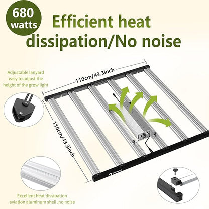 Grow Light FARMLITE LED Grow Lights for Indoor Plants Full Spectrum Growing Light Plant Hanging Growing Lamps Seedling Daisy Chain Dimmable Board 4x4ft Coverage (680watts)