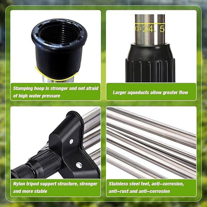 Rotating Tripod Sprinkler, 360 Degree Automatic Rotating Tripod Sprinkler, Automatic Rotating Yard Sprinklers, Rotatings Tripods Sprinklers for Large Area Yard Garden Lawn (A)