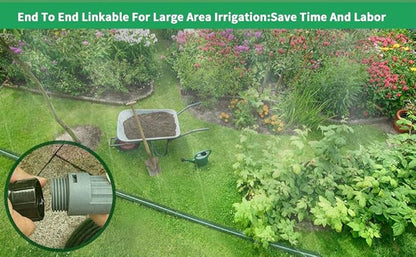 75 FT Flat Sprinkler Hose for Lawn Watering Garden Soaker Hose with Holes, Heavy Duty Lightweight No-Kink Water Hose with Stakes, Irrigation Hose, Great Fun for Kids and Dog