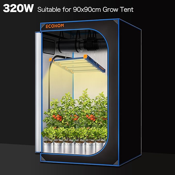 LED Grow Light, 320W Grow Lights for Indoor Plants, Full Spectrum Growing Light Plant Hanging Growing Lamps, Daisy Chain Dimmable Grow Lamp, Commercial for 3x3ft Coverage in Grow Tent