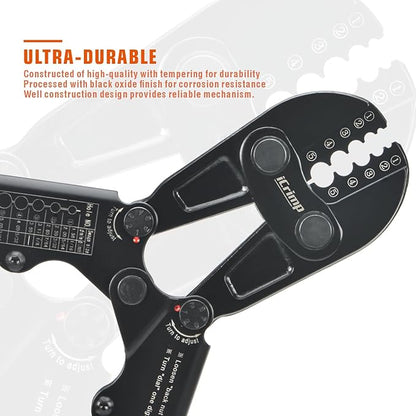 iCrimp Wire Rope Crimping Tool, Wire Rope Swager, Fishing Lines Crimping, for 1/64-inch to 3/16-inch Aluminum Oval Sleeves, Stop Sleeves, Loop Sleeves and Ferrules