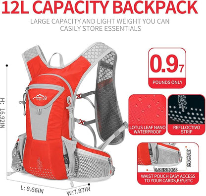 Hydration Pack Backpack, Lightweight Water Backpack with 2L Leakproof Hydration Bladder Daypack for Men Women,Running Hydration Vest for Outdoor Trail