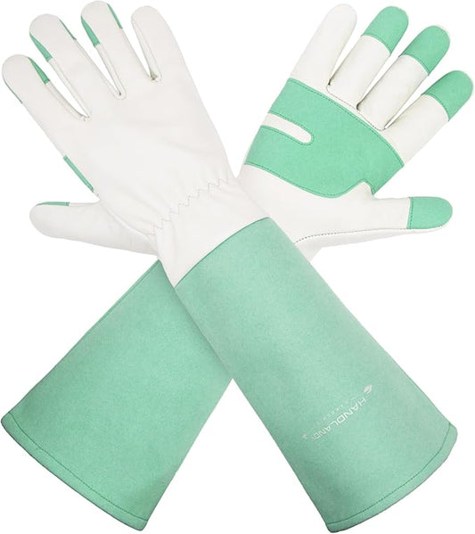 HLDD HANDLANDY Long Gardening Gloves, Leather Thorn Proof Rose Pruning Glove for Men & Women, Great Gift for Gardener