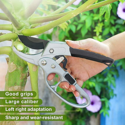 Ultra Sharp Germany Steel Pruning Shears - Cuts 3X Easier, Ergonomic Design - Weak Hand Arthritis Snips, Effortlessly 1-Inch Cut Capacity Heavy Duty Garden Scissors, Sharp Garden Clippers