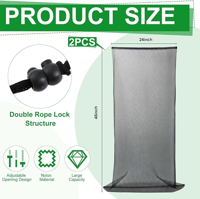 Boao 2 Pcs Wood Chipper Shredder Bag 24" x 48" Leaf Mulcher Shredder Collection Bags, Lawn Tractor Leaf Bag Wood Chipper Cover for Electric Shredders Lawn Tractor Machine Universal Part