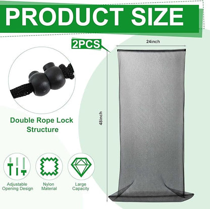 Boao 2 Pcs Wood Chipper Shredder Bag 24" x 48" Leaf Mulcher Shredder Collection Bags, Lawn Tractor Leaf Bag Wood Chipper Cover for Electric Shredders Lawn Tractor Machine Universal Part