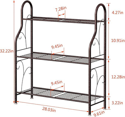 SORCEDAS Plant Stand Indoor Outdoor Plant Shelf 3 Tier Metal Corner Flower Stand Multiple Holder for Patio Garden Balcony Living Room, Bronze