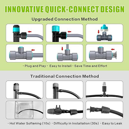 Drip Irrigation System Kit 230FT - Automatic Watering System with Quick Connector, Complete Water Irrigation System for Garden Lawn with 12mm 6mm Irrigation Tubing Adjustable Emitters