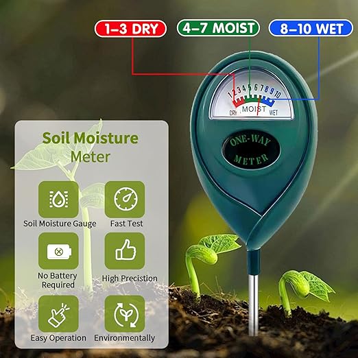 2 x Long Probe for Deep Use Soil Moisture Meter, Soil Moisture Meter, Hygrometer for Garden & Agriculture, Soil Tester, Soil Water Tester, No Batteries Required