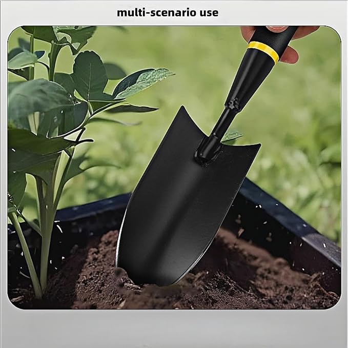 Garden Hand Trowel Set, Carbon Steel with Rubber Grip, Heavy Duty for Digging and Planting, Black, 2-Pack