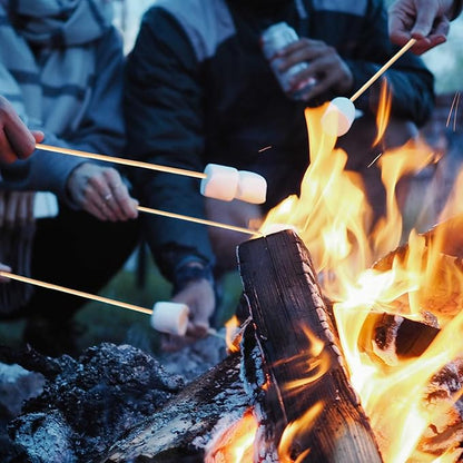 Natural Bamboo Smores Sticks 120 PCS, Extra Long 17.5" 5MM Thick Marshmallow Roasting Skewers, Heavy Duty Wooden S'more Sticks for Grilling, Camping Fire, Caramel Candy Apple, Hot Dog