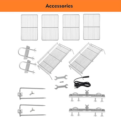 50W Rotisserie Grill Roaster 51 Inch BBQ Outdoor Small Pig Lamb Rotisserie Roaster 132LBS/60KG Stainless Steel Charcoal Spit Rotisserie Roaster Grill Great for Camping Outdoor Barbecue