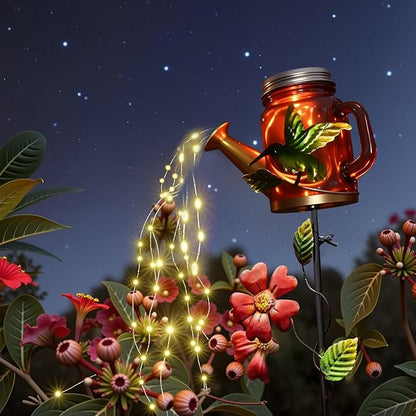 Solar Watering Can Light, Yard Outdoor Decor Lights, IP65 Waterproof, Hanging Hummingbird Garden Light, Outside Garden Flower Bed Decor, Women Gift, Birthday Gifts