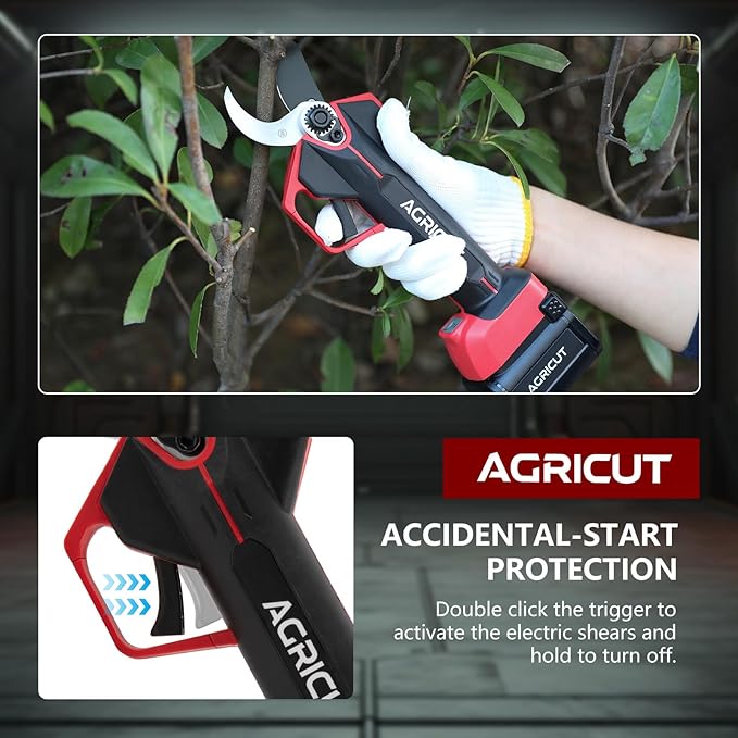 AGRICUT Electric Pruning Shears, 1.4 Inch Max Cutting Capacity Hand Pruners, 14.4V Cordless Branch Cutter with 2 * 4Ah Batteries, Pruning Shears for Gardening