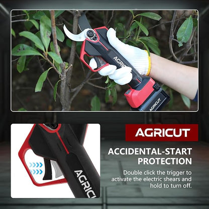 AGRICUT Electric Pruning Shears, 1.4 Inch Max Cutting Capacity Hand Pruners, 14.4V Cordless Branch Cutter with 2 * 4Ah Batteries, Pruning Shears for Gardening