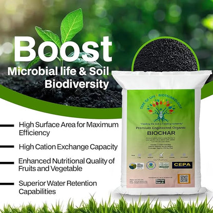 Premium Engineered Biochar Soil Amendment (Small 30 Qts) – 100% Natural Active Carbon Award-Winning Biochar for Gardens | Organic Soil Amendment for Plants, Boosts Nutrients & Reduces Fertilizer Use