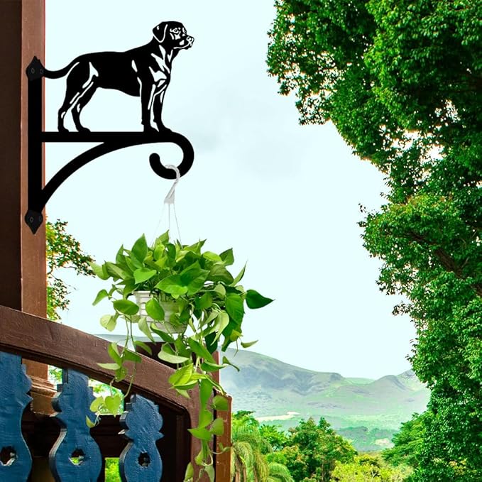 peacoblue Iron Plant Hangers Hooks for Outdoor Indoor Hanging Plants Flower Fern Pots Lantern Bird Feeder Wind Chimes, 12"x16" Weather Resistant Metal Wall Holder for Porch Garden Farmhouse(Labrador)