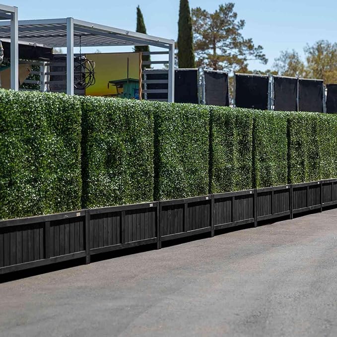 NatraHedge 15" Hampton Contemporary Black Wooden Planter Box Indoor and Outdoor Use for Patio Garden (44" x 15" x 15")