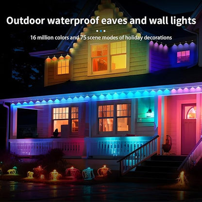 GAINTLUMI Permanent Outdoor Light,50ft with 30 LED Eaves Lights,Smart RGB Outdoor Lights with 75 Scene Modes,IP67 Waterproof,for Halloween Decorations,Christmas,Holiday,Party,with App and Remote