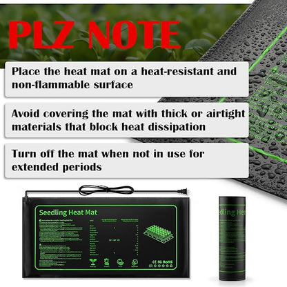 Seed Starter Trays with LED Lights and Heat Mat - 4p Seedling trays with 5" Higher Humidity Domes, 2p Flexible Grow Lights and 2p Constant Temperature Heating Mats, Propagation Tray for Planting Seed