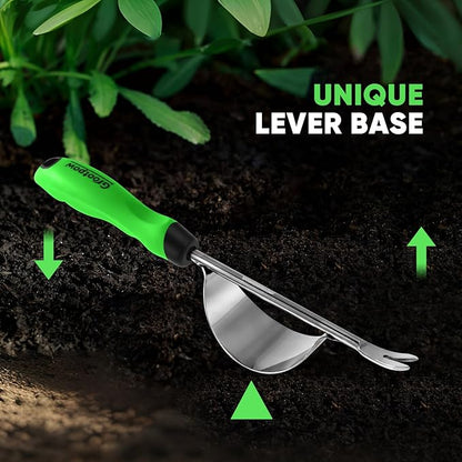 Grootpow HW1 Hand Weeder Tool, Weed Puller Tool with Ergonomic Handle for Garden - Durable Unique Lever Design Dandelion Weeder Tool with V-Shaped Forks for Easy Weed Removal - in Gift Box