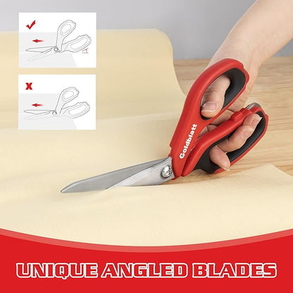 Goldblatt 2PCS Heavy Duty Scissors, Multipurpose Shop Scissors with Stainless Steel Blade and Comfortable Handle, Easy Cutting Cardboard, Wires, Leather, Fabric