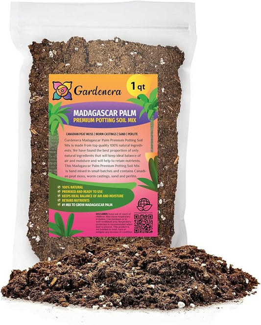 Gardenera Premium Madagascar Palm Potting Mix - Crafted for Thriving Growth and Unique Elegance - 1 Quart
